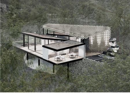 Charred Wooden Shingles and Rainwater Integration in a Woodland Yoga Retreat