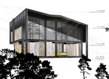 Charred Timber Shingles Merging with Natural Landscapes for a Purposeful Wellness Retreat