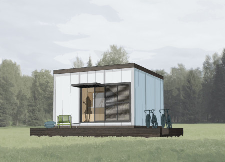 Charred Wooden Shingles and Polycarbonate Panels in a Sustainable Micro-House Design