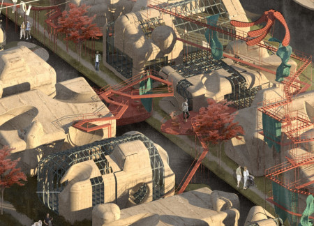 Charming Community Integration with Elevated Walkways and Sustainable Concrete Frame  