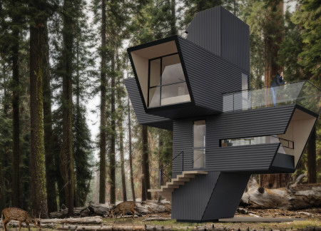 Charred Wooden Shingles and Cross-Laminated Timber Create a Modular Retreat Embracing Nature