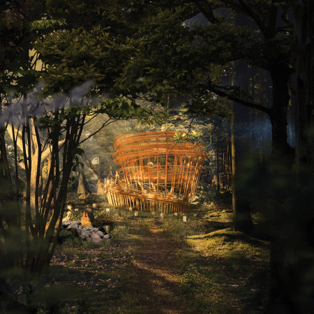 Spiral Timber Retreat with Glass Façade and Natural Ventilation