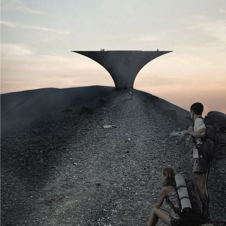 Curvilinear Observation Platform Crafted From Low-Emission Wood and Natural Turf in Icelandic Landscape