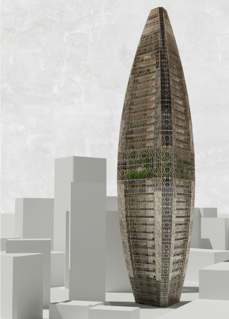 Algae-Filled Chambers Enhance Urban Air Quality in a Sustainable High-Rise Design