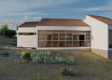 Community center featuring a spiral form and sustainable materials like earthen plaster and reinforced concrete  