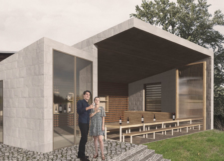 Charred Wood Accents and Mechanic Tiles Form a Vineyard Tasting Oasis