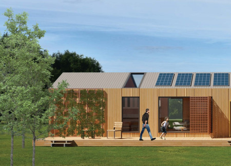 Charred Wooden Shingles and Solar-Integrated Design in A Modular Living Environment