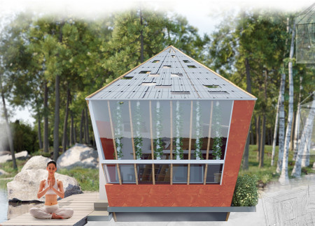 Hempcrete Walls and Geothermal Energy Define a Triangular Habitat for Sustainable Living