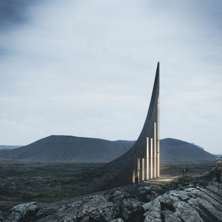 Lava Stone Facade Embracing Icelandic Folklore Within A Tapering Visitor Center