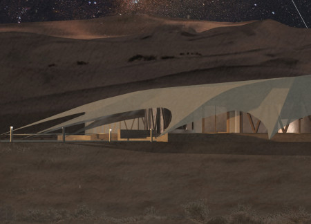 Curvilinear Spaces Crafted from Sustainable Timber and Natural Elements in Arid Retreat  