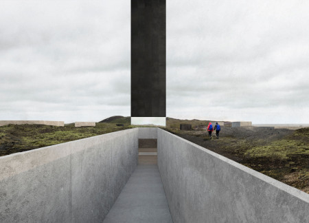 Monolithic Structure Built with Black Steel and Geothermal Features for Environmental Engagement