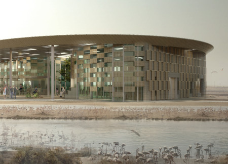 Woven Palm Screens and Prefabricated Earth Create Synergy in a Visitor Center at a Wetland Reserve