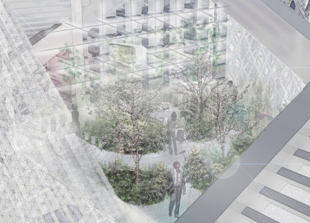 Charred Wooden Shingles Forming a Vertical Community Hub with Sustainable Energy Solutions  