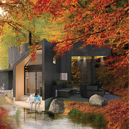Charred Wooden Shingles Define A Harmonious Retreat Integrated With Natural Landscape