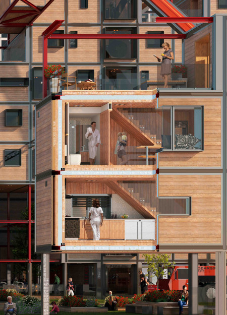 Charred Wooden Shingles and Cross-Laminated Timber Panels Transform Urban Living Spaces