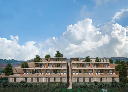 Chukum Facades and Sloped Terraces in a Sustainable Vineyard Hub