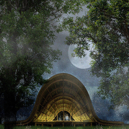 Curved Thatch Roof and Reclaimed Timber Create a Retreat for Mindfulness in Nature  
