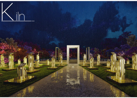 Reflective Granite Prisms in a Contemplative Courtyard Memorial Space  