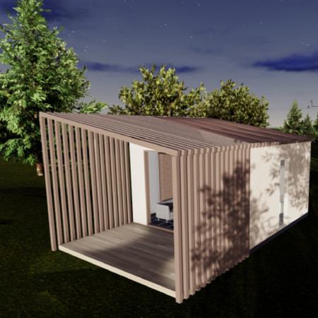 Dynamic Living Spaces Featuring Modular Steel Framework and Natural Wood Panels