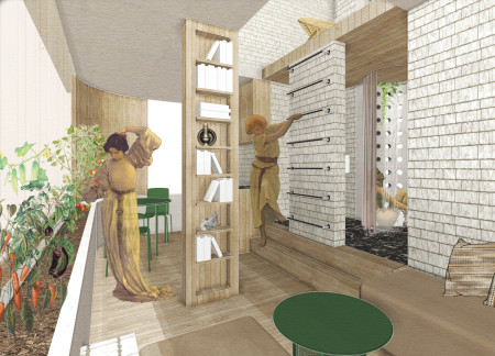 Mycelium-Infused Residence Featuring Water-Recycling Systems and Curvilinear Spaces