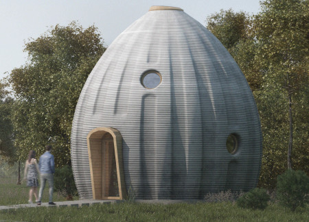 3D-Printed Ovoid Structure Utilizing Photovoltaics for Energy Efficiency in Sustainable Living