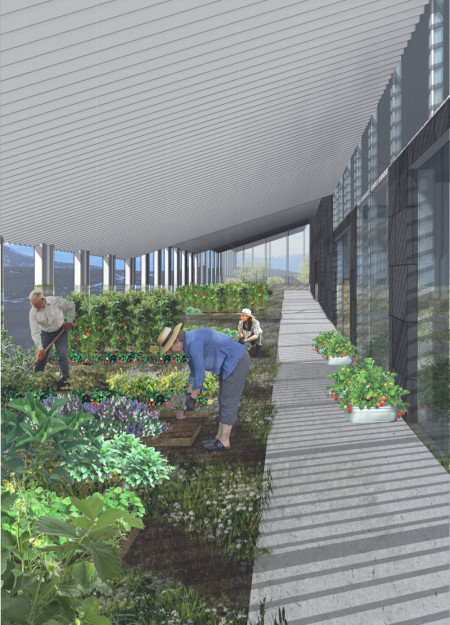 Basalt and Aluminum Community Hub Designed for Sustainability and Environmental Harmony