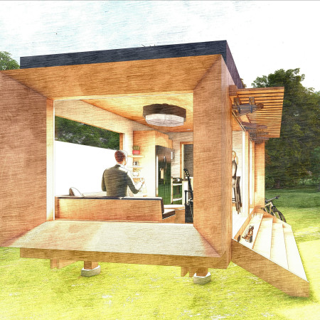 Charred Wooden Shingles and Cross-Laminated Timber Panels Define A Micro-Home That Seamlessly Blends Indoor and Outdoor Living