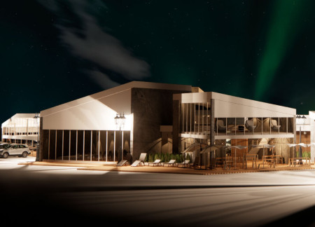 Biophilic Community Hub Featuring Textured Concrete and Locally Sourced Wood  