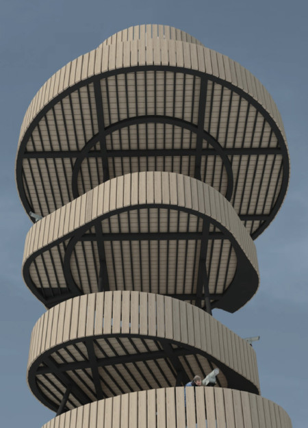 Spiral Observation Tower Featuring Locally-Sourced Timber and Photovoltaic Panels