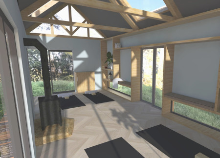 Wellness retreat crafted with reclaimed wood and bamboo elements for seamless connection to nature