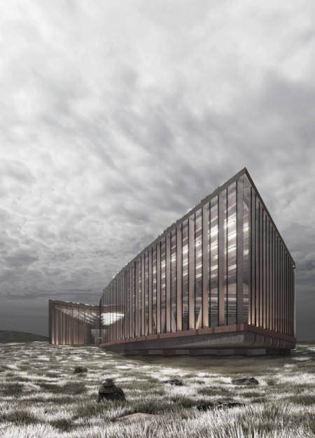 Charred Wooden Shingles and Glass Facades Shaping a Community Hub in Iceland's Unique Landscape