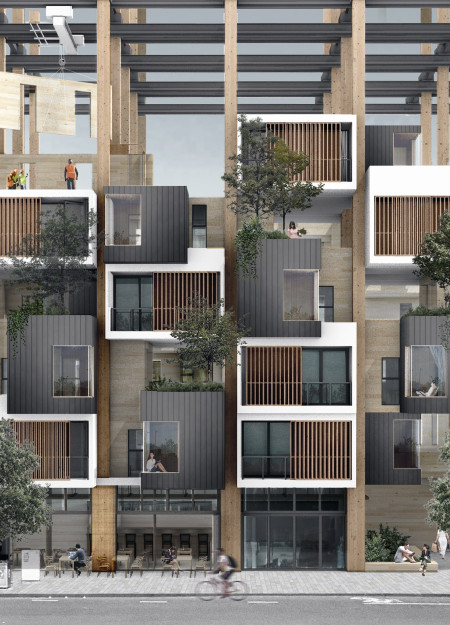 Cross-Laminated Timber Panels and Vertical Gardens Shape Urban Community Living