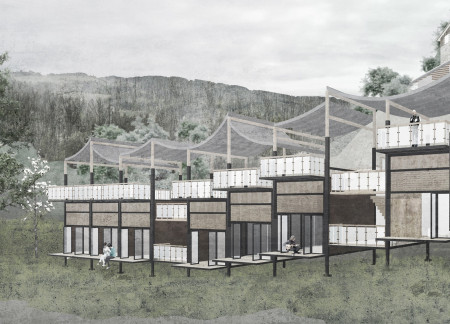 Thatch Roofs and Adjustable Pillars Create Tranquil Retreats in Natural Setting