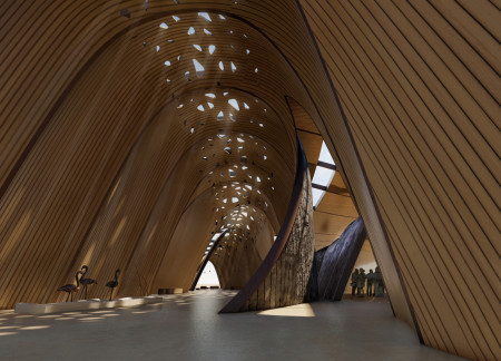 Fluid Shells of Bamboo and Timber Embracing Wetland Ecology  