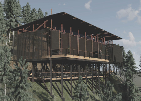 Elevated Zen Retreat with Galvanised Steel and Natural Timber Integration  
