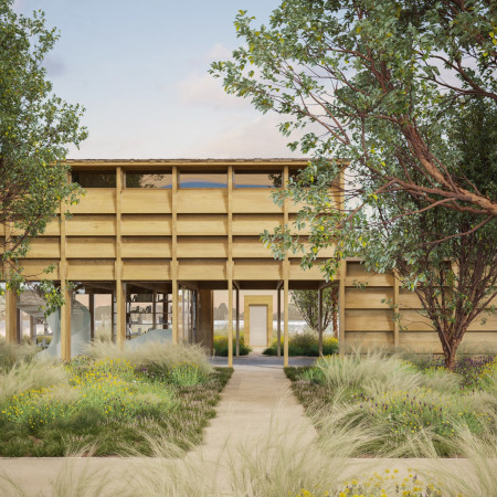 Charred Wooden Shingles Complementing Natural Oak in a Lakeside Artist Retreat