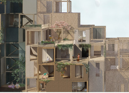 Charred Wooden Shingles and Modular Flexibility in Sustainable Urban Living