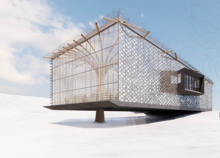 Charred Wooden Shingles and Vertical Farming in a Sustainable Community Hub