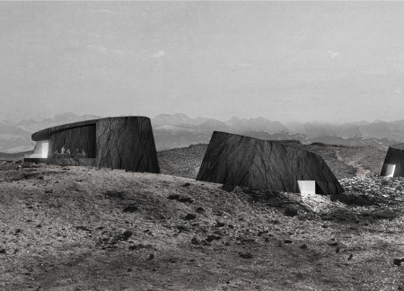 Lava Stone Facade Embracing Natural Light in a Volcanic Landscape Community Space