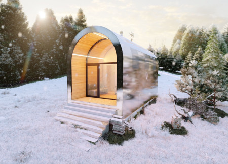 Curved Steel Structure with Solar Panels and Sustainable Timber Finish