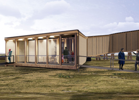 Viewing tower featuring cross-laminated timber and galvanized steel in harmony with the Icelandic landscape