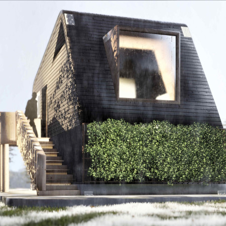 Charred Wooden Cladding and Solar Integration in a Compact Urban Dwelling  