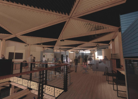 Flexible Spaces Enhanced by Movable Polycarbonate Panels and Natural Wood Elements in a Revitalized Community Hub