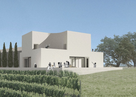 Vaulted Spaces and Warm Stucco Create an Engaging Wine Tasting Pavilion Experience