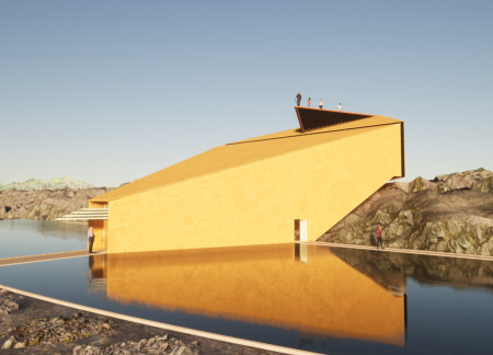 Cantilevered Observation Platform Crafted from Cross-Laminated Timber Panels Overlooking Icelandic Fissures