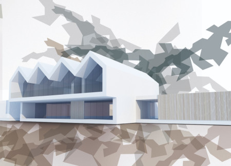 Charred Wooden Shingles and Glass Facades in a Biophilic Community Workspace
