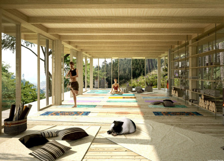 Vegetated Roofs and Untreated Wood Create A Sustainable Retreat Experience in Nature  