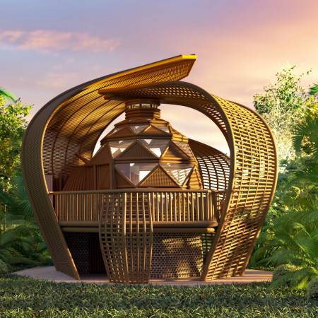 Rammed Earth and Bamboo Retreat Crafted for Mindfulness Amidst Natural Serenity