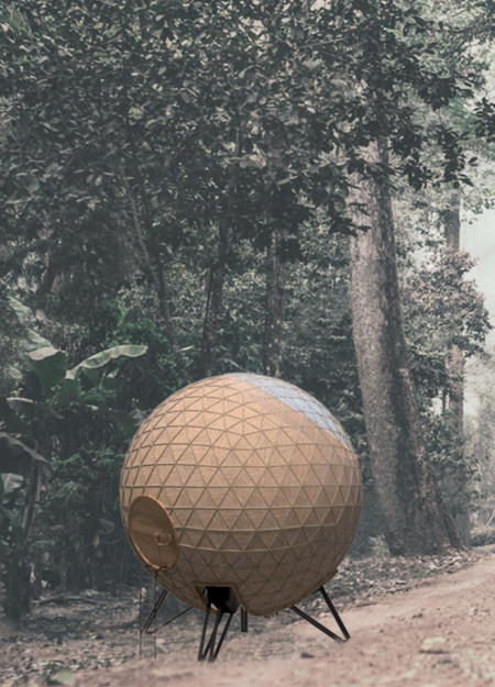 Mobile Chassis Retreat Constructed from Strawboard and Natural Wood in Coastal Cambodia  