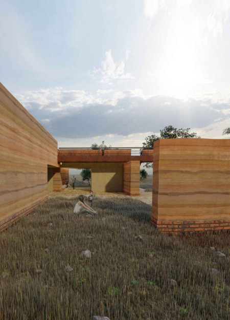 Natural Earth Walls and Curvilinear Forms Enhancing Community Engagement